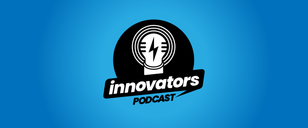 Innovators Podcast logo on blue