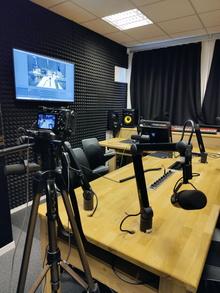 podcast studio with streaming