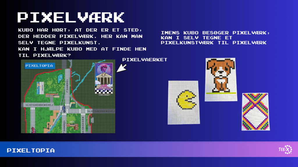 Eksempler af pixelkunst til Pixeltopia